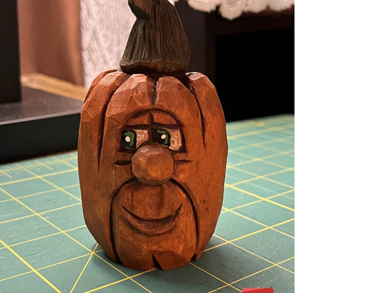 Halloween Carving - Wooden Pumpkin